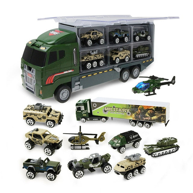 Big Truck & 6PCS Mini Alloy Diecast Car Model 1:64 Scale Toys Vehicles Carrier Truck Engineering Car Toys For Kids Boys