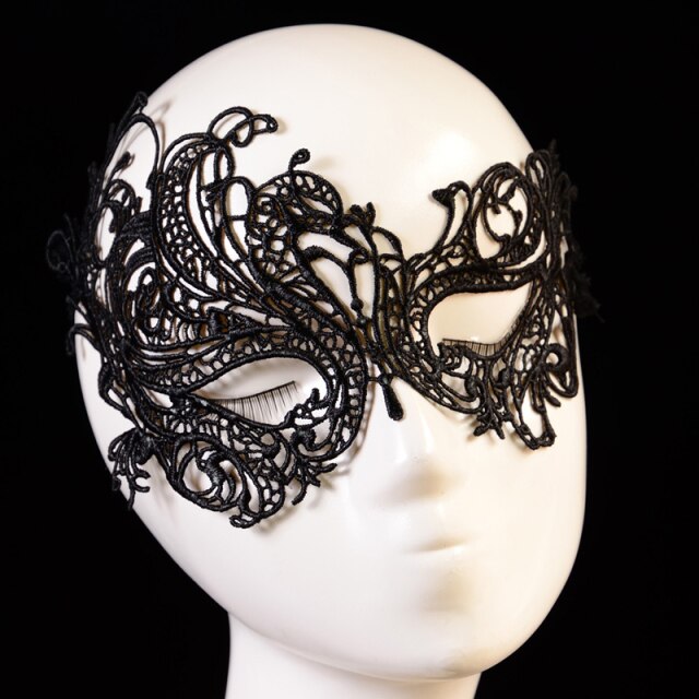 Sexy Erotic Lingerie for Women Lady Female Black Lace Mask Hollow Sexy Women Lace Eye Mask Cosplay Costume Party Nightclub