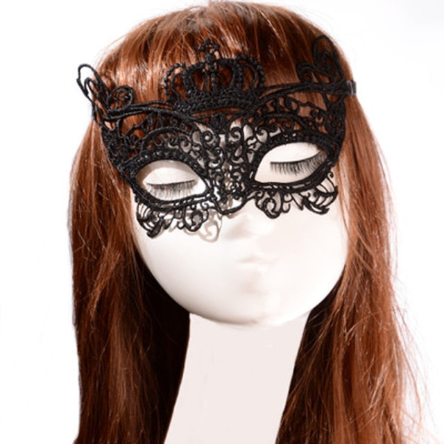 Sexy Erotic Lingerie for Women Lady Female Black Lace Mask Hollow Sexy Women Lace Eye Mask Cosplay Costume Party Nightclub