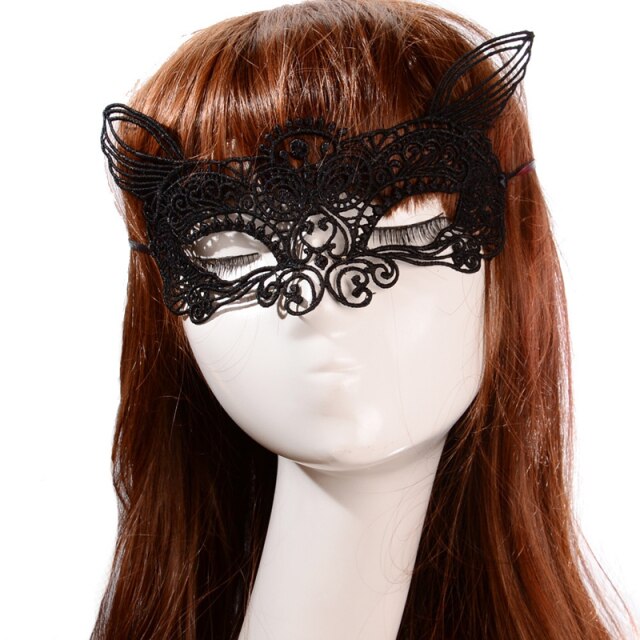 Sexy Erotic Lingerie for Women Lady Female Black Lace Mask Hollow Sexy Women Lace Eye Mask Cosplay Costume Party Nightclub