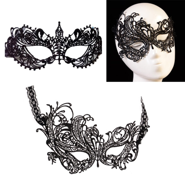 Sexy Erotic Lingerie for Women Lady Female Black Lace Mask Hollow Sexy Women Lace Eye Mask Cosplay Costume Party Nightclub