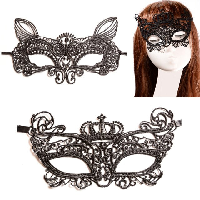 Sexy Erotic Lingerie for Women Lady Female Black Lace Mask Hollow Sexy Women Lace Eye Mask Cosplay Costume Party Nightclub
