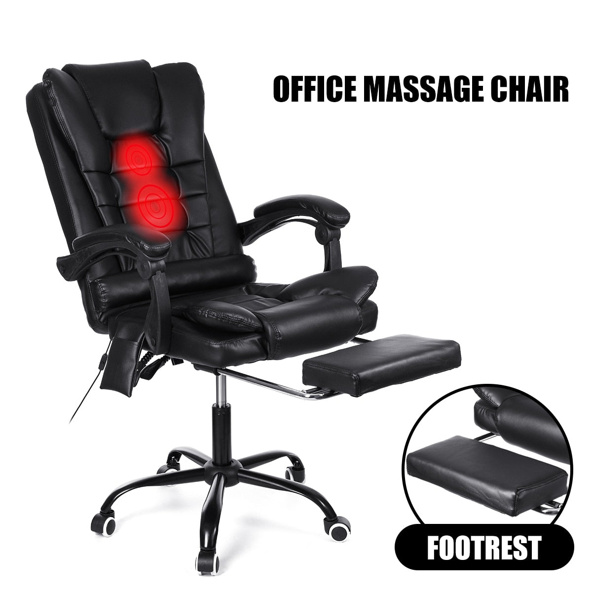 Computer Gaming Chair Lying Massage Lifting Rotatable Armchair Footrest Office Adjustable Swivel Leather Executive Massage Chair