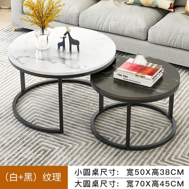 Nordic Simple Coffee Side Table Home Living Room Light Luxury Round Small Coffee Table Combination Iron Table Freely Expandable