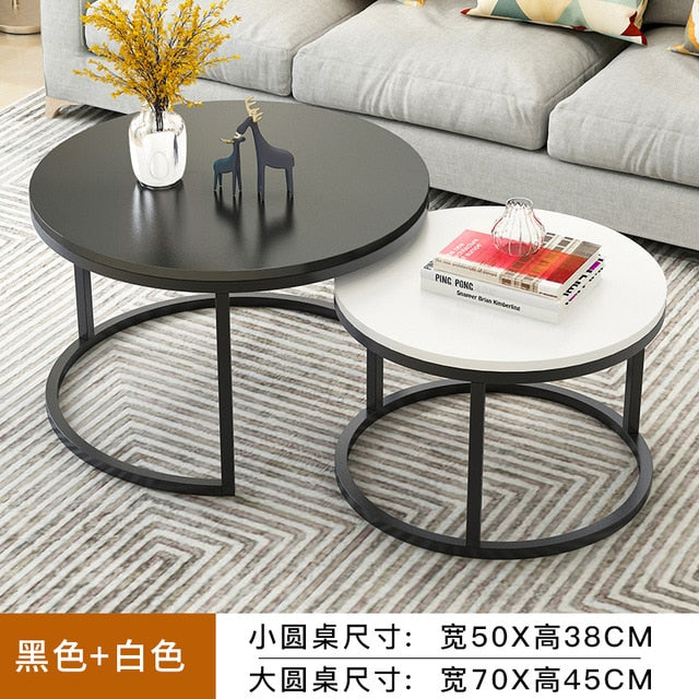 Nordic Simple Coffee Side Table Home Living Room Light Luxury Round Small Coffee Table Combination Iron Table Freely Expandable