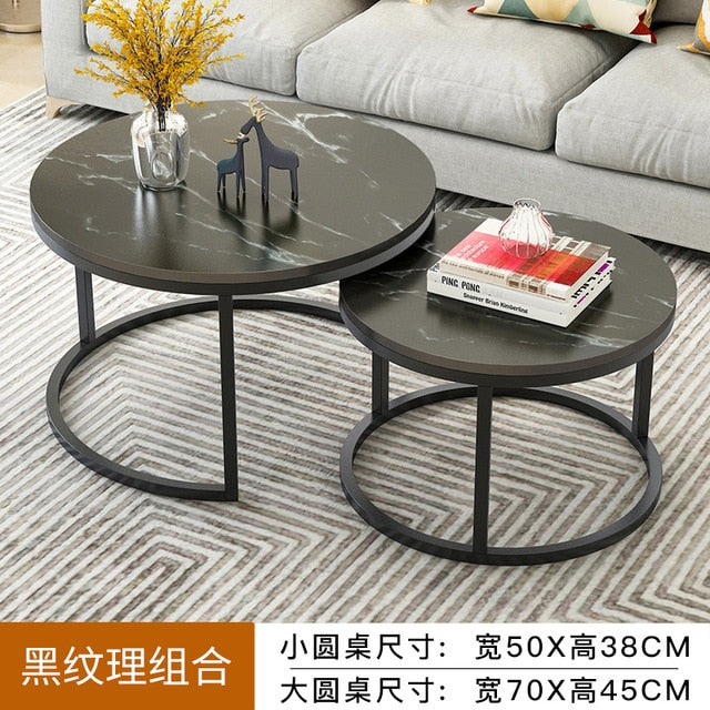 Nordic Simple Coffee Side Table Home Living Room Light Luxury Round Small Coffee Table Combination Iron Table Freely Expandable