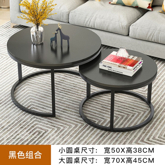 Nordic Simple Coffee Side Table Home Living Room Light Luxury Round Small Coffee Table Combination Iron Table Freely Expandable