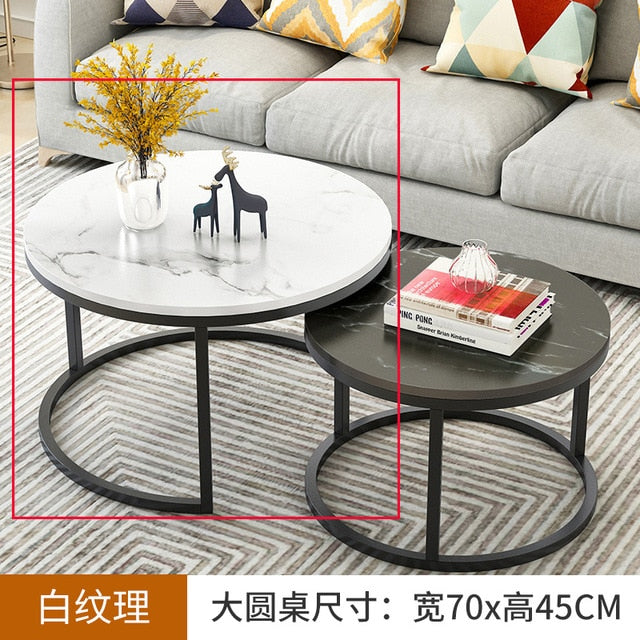 Nordic Simple Coffee Side Table Home Living Room Light Luxury Round Small Coffee Table Combination Iron Table Freely Expandable