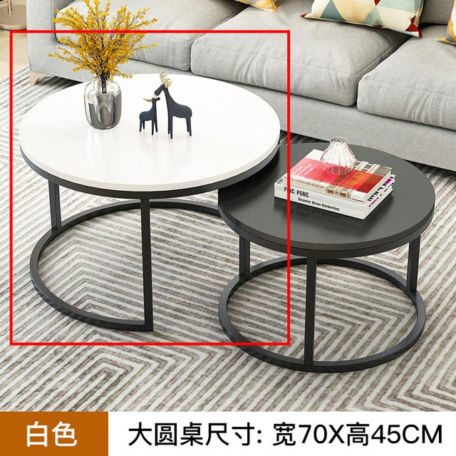 Nordic Simple Coffee Side Table Home Living Room Light Luxury Round Small Coffee Table Combination Iron Table Freely Expandable