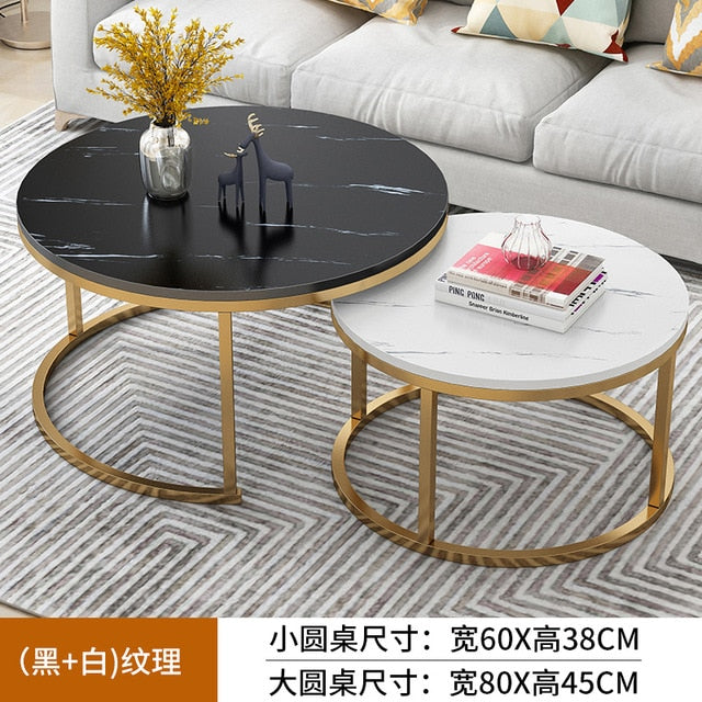 Nordic Simple Coffee Side Table Home Living Room Light Luxury Round Small Coffee Table Combination Iron Table Freely Expandable