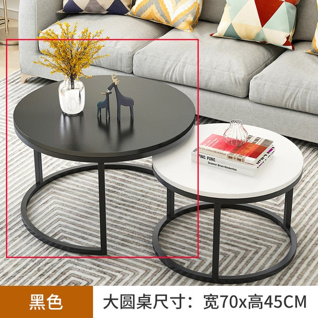 Nordic Simple Coffee Side Table Home Living Room Light Luxury Round Small Coffee Table Combination Iron Table Freely Expandable
