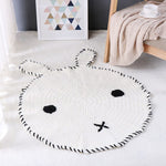 REGINA Cute Animal Shape Kids Carpet Hand Knitted Fox Rabbit Cat Pattern Soft Round Rug Thick Picnic Mat Home Baby Crawling Pad