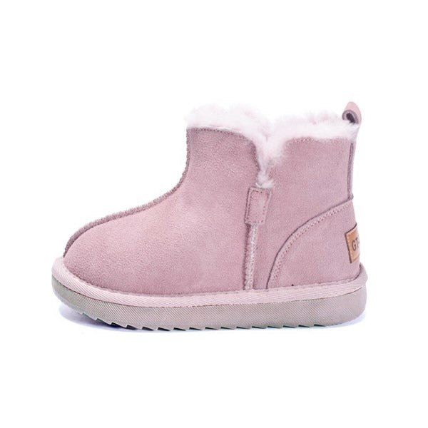 2020 New Winter Children Snow Boots Genuine Leather Wool Girls Boots Plush Boy Warm Shoes Fashion Kids Boots Baby Toddler Shoes