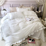 Luxury Soft Cotton bedclothes Blue Pink White bedding sets queen king size bed sheet set, duvet cover ropa de cama/linge de lit