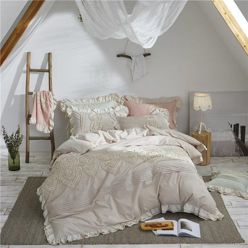 Luxury Soft Cotton bedclothes Blue Pink White bedding sets queen king size bed sheet set, duvet cover ropa de cama/linge de lit