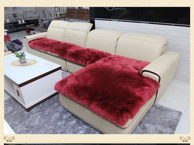 MS.Softex Natural Sheepskin Sofa Cushion Australian Sheepskin Floor Rug Seat cover Winter Warm Rug Long wool Sofa Cover