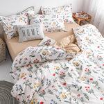 4pcs Floral Beding Set Stripe Bed Sheet Fruit Plaid Flat Sheet Strawberrry Jacquard Bed Spread Pink Bed Cover Cotton Quilt Cover