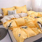 4pcs Floral Beding Set Stripe Bed Sheet Fruit Plaid Flat Sheet Strawberrry Jacquard Bed Spread Pink Bed Cover Cotton Quilt Cover