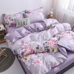4pcs Floral Beding Set Stripe Bed Sheet Fruit Plaid Flat Sheet Strawberrry Jacquard Bed Spread Pink Bed Cover Cotton Quilt Cover