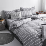 4pcs Floral Beding Set Stripe Bed Sheet Fruit Plaid Flat Sheet Strawberrry Jacquard Bed Spread Pink Bed Cover Cotton Quilt Cover
