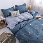 4pcs Floral Beding Set Stripe Bed Sheet Fruit Plaid Flat Sheet Strawberrry Jacquard Bed Spread Pink Bed Cover Cotton Quilt Cover