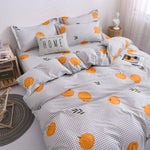 4pcs Floral Beding Set Stripe Bed Sheet Fruit Plaid Flat Sheet Strawberrry Jacquard Bed Spread Pink Bed Cover Cotton Quilt Cover
