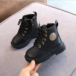 2020 Autumn/Winter Children Boots Boys Girls Leather Martin Boots Plush Fashion Waterproof Non-slip Warm Kids Boots Shoes 21-30