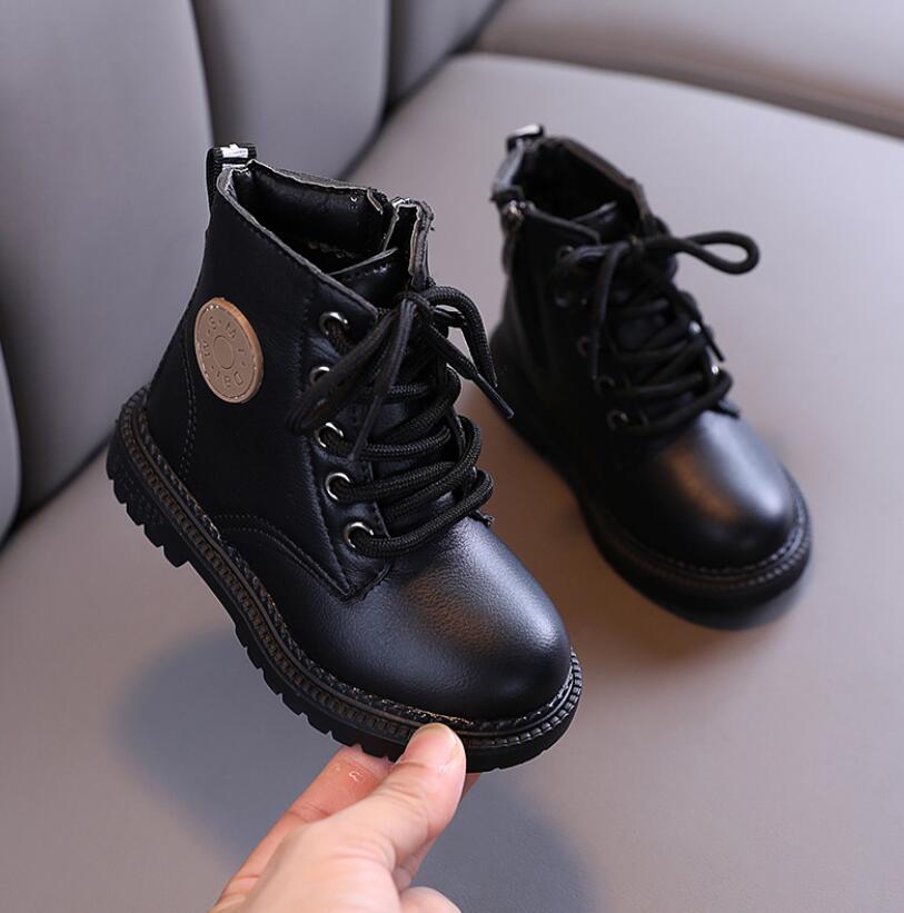 kids Martin Boots Boys Shoes Autumn Winter Leather Children Boots Fashion Toddler girls Boots Warm Winter Boots kids shoes