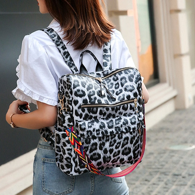 Retro Large Backpack Women PU Leather Rucksack Women's Knapsack Travel Backpacks Shoulder School Bags Mochila Back Pack XA96H