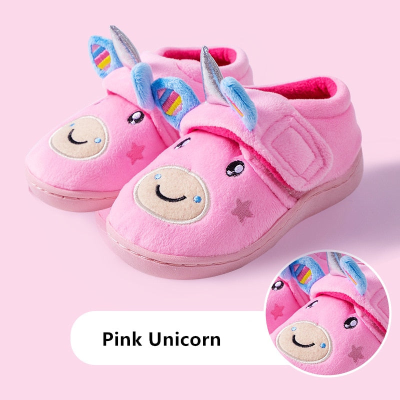 2020 New Winter Girls Unicorn Slipper Children Warm Shoes Boy Indoor Shoes Home Wear Kids Dinosaur Winter Slippers