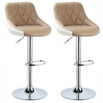 2PC Fashion Swivel Bar Chairs Synthetic Rotating Bar Stool Lifting High Stool With Footrest Adjustable For Home Office Decor HWC