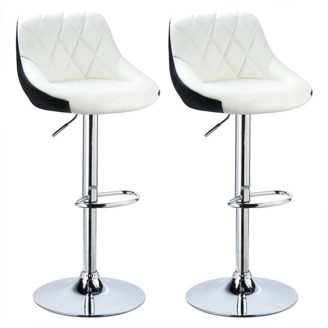2PC Fashion Swivel Bar Chairs Synthetic Rotating Bar Stool Lifting High Stool With Footrest Adjustable For Home Office Decor HWC