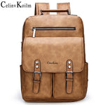 Celinv Koilm Brand Anti theft Leather Women Backpack Laptop Travel Backpack Men Waterproof School Backpack bag for Teenager girl