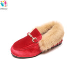 CMSOLO Boys Girls Velvet Loafer Best Sell New 2021 Winter Warm Kids Fur Shoes Size 21-37 Flat (Choose According To Foot Length)