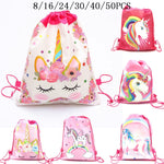 8/16/24/50PCS Unicorn Drawstring bag for Girls Travel Storage Package School Backpacks Children Birthday Party Favors skull bag
