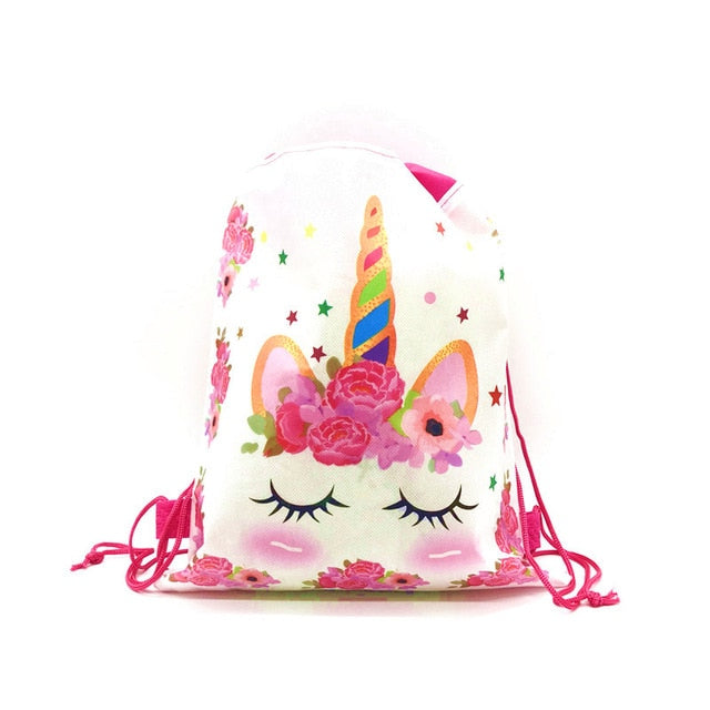8/16/24/50PCS Unicorn Drawstring bag for Girls Travel Storage Package School Backpacks Children Birthday Party Favors skull bag