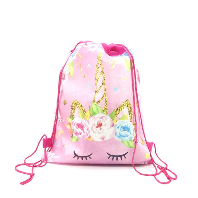 8/16/24/50PCS Unicorn Drawstring bag for Girls Travel Storage Package School Backpacks Children Birthday Party Favors skull bag