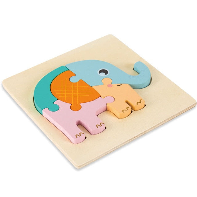 Kids Animal 3D Wooden Puzzle Montessori Toy Double-sided Strip Puzzle Telling Story Stacking Jigsaw Educational Toy For Children