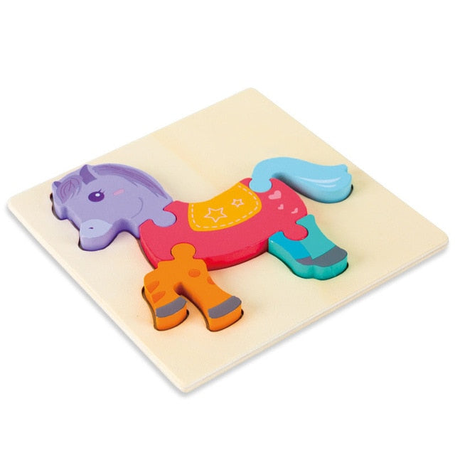 Kids Animal 3D Wooden Puzzle Montessori Toy Double-sided Strip Puzzle Telling Story Stacking Jigsaw Educational Toy For Children