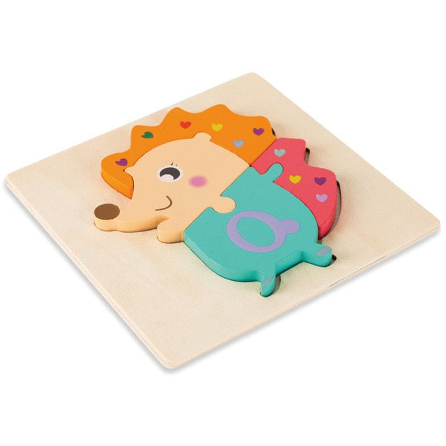 Kids Animal 3D Wooden Puzzle Montessori Toy Double-sided Strip Puzzle Telling Story Stacking Jigsaw Educational Toy For Children