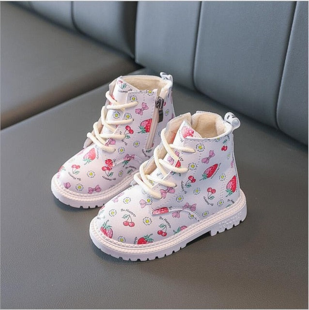 2020 Autumn/Winter Children Boots Boys Girls Leather Martin Boots Plush Fashion Waterproof Non-slip Warm Kids Boots Shoes 21-30