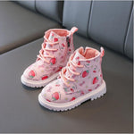 2020 Autumn/Winter Children Boots Boys Girls Leather Martin Boots Plush Fashion Waterproof Non-slip Warm Kids Boots Shoes 21-30