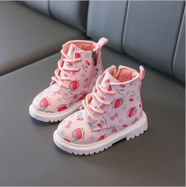 2020 Autumn/Winter Children Boots Boys Girls Leather Martin Boots Plush Fashion Waterproof Non-slip Warm Kids Boots Shoes 21-30