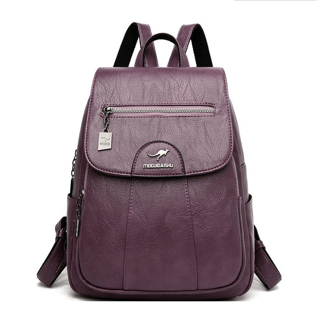 2020 Women Leather Backpacks High Quality Female Vintage Backpack For Girls School Bag Travel Bagpack Ladies Sac A Dos Back Pack