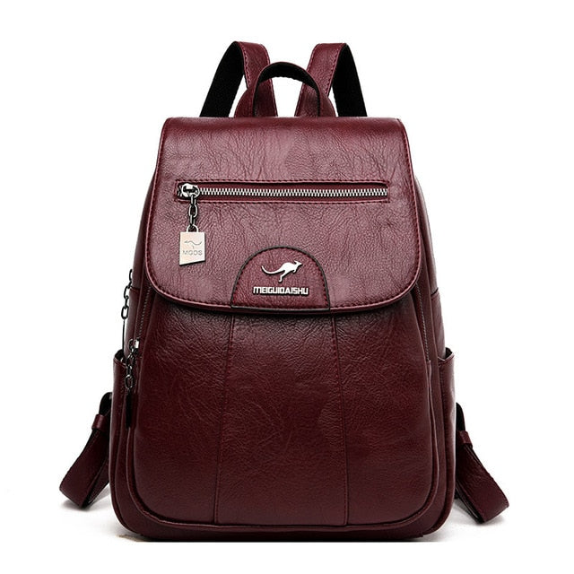 2020 Women Leather Backpacks High Quality Female Vintage Backpack For Girls School Bag Travel Bagpack Ladies Sac A Dos Back Pack