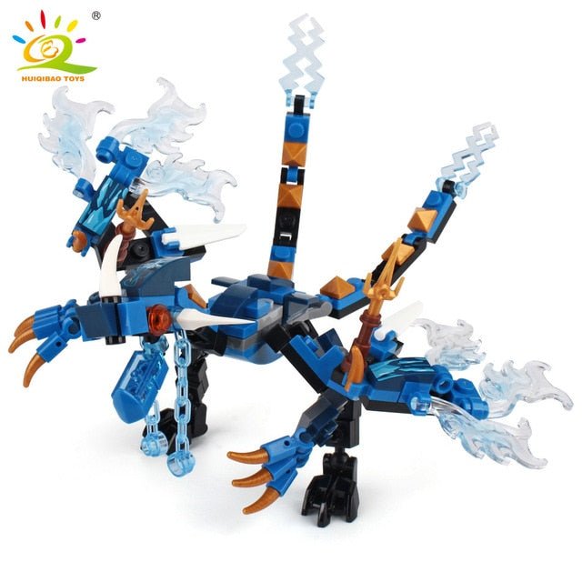 HUIQIBAO 115pcs Ninja Dragon Knight Model Building Blocks KAI JAY ZANE Figures MAN Bricks Toys For Children Boy Friends Gift