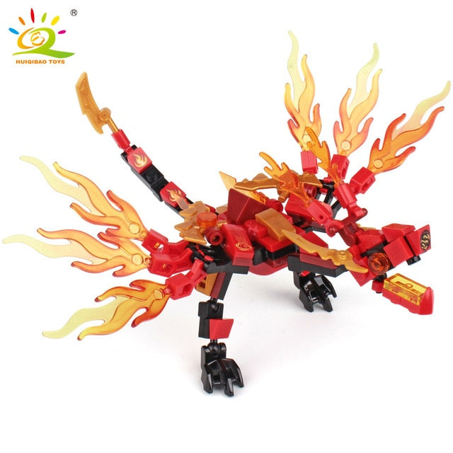 HUIQIBAO 115pcs Ninja Dragon Knight Model Building Blocks KAI JAY ZANE Figures MAN Bricks Toys For Children Boy Friends Gift