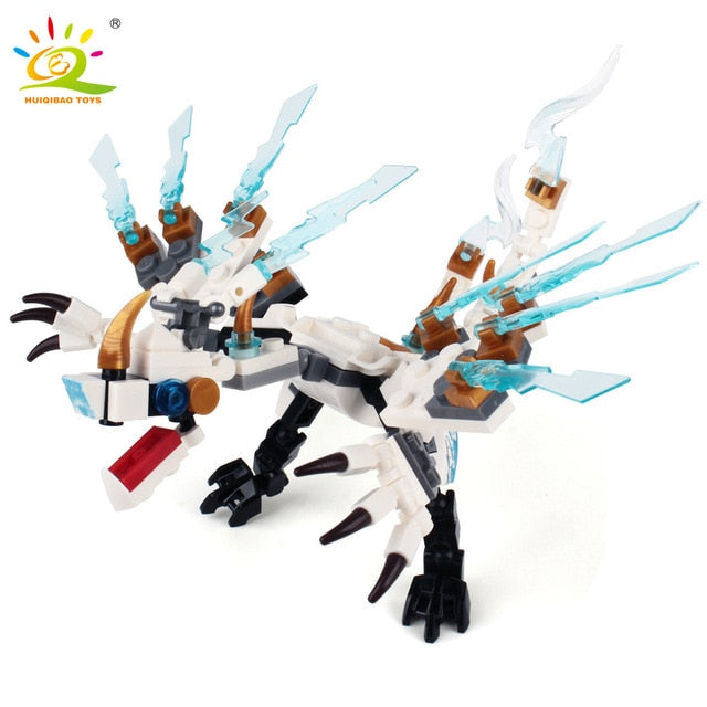 HUIQIBAO 115pcs Ninja Dragon Knight Model Building Blocks KAI JAY ZANE Figures MAN Bricks Toys For Children Boy Friends Gift