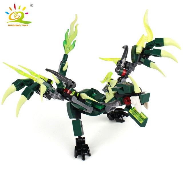 HUIQIBAO 115pcs Ninja Dragon Knight Model Building Blocks KAI JAY ZANE Figures MAN Bricks Toys For Children Boy Friends Gift