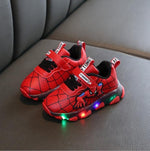Brand spiderman kids shoes boys girls led luminous Toddler sport sneakers baby children kids casual PU sneakers
